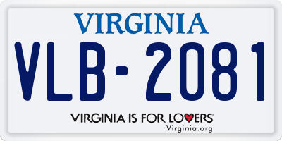 VA license plate VLB2081