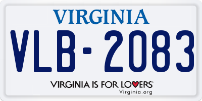 VA license plate VLB2083