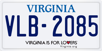 VA license plate VLB2085