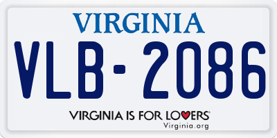 VA license plate VLB2086