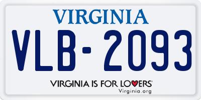 VA license plate VLB2093