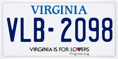 VA license plate VLB2098
