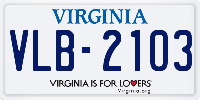 VA license plate VLB2103