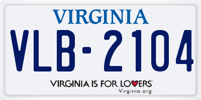 VA license plate VLB2104