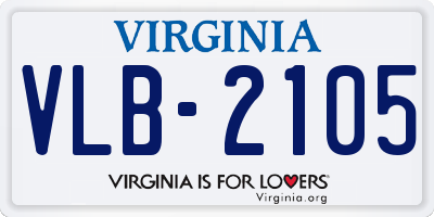 VA license plate VLB2105