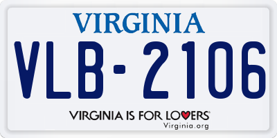 VA license plate VLB2106