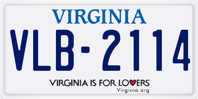 VA license plate VLB2114
