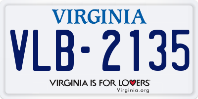 VA license plate VLB2135