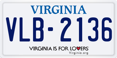 VA license plate VLB2136