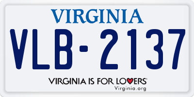 VA license plate VLB2137