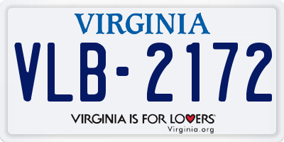 VA license plate VLB2172