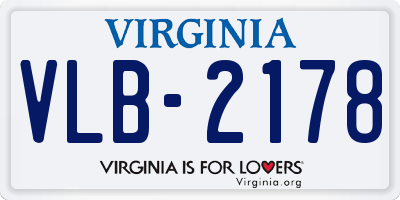 VA license plate VLB2178