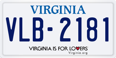 VA license plate VLB2181