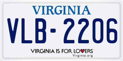 VA license plate VLB2206