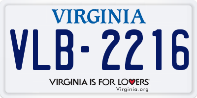 VA license plate VLB2216