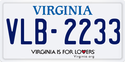 VA license plate VLB2233
