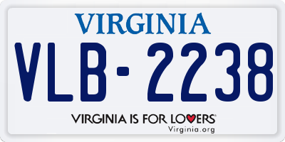 VA license plate VLB2238