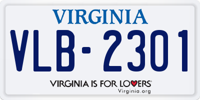 VA license plate VLB2301