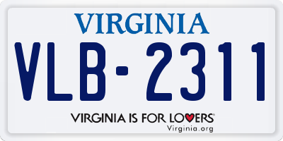 VA license plate VLB2311