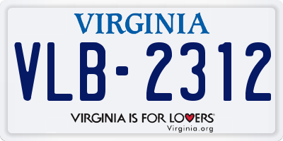 VA license plate VLB2312