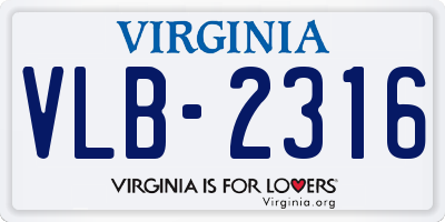 VA license plate VLB2316