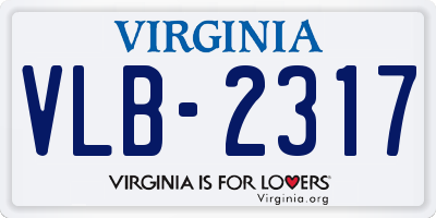 VA license plate VLB2317