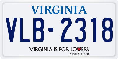 VA license plate VLB2318