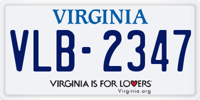 VA license plate VLB2347