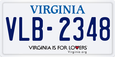 VA license plate VLB2348