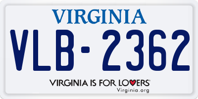 VA license plate VLB2362