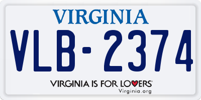 VA license plate VLB2374