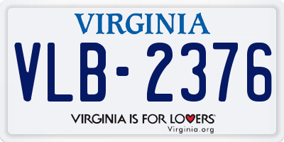 VA license plate VLB2376