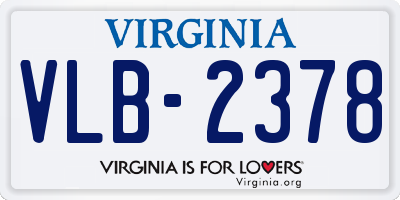 VA license plate VLB2378