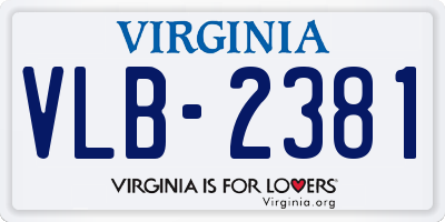 VA license plate VLB2381