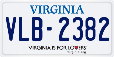 VA license plate VLB2382