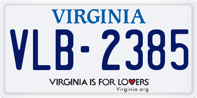VA license plate VLB2385