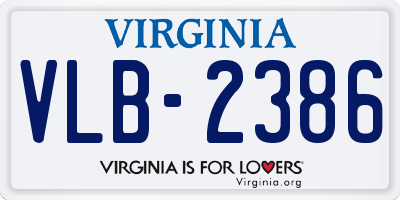 VA license plate VLB2386