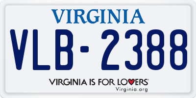 VA license plate VLB2388