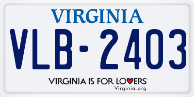 VA license plate VLB2403