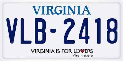 VA license plate VLB2418