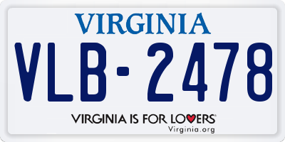 VA license plate VLB2478