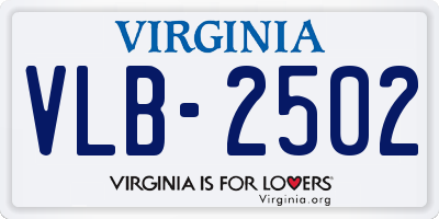 VA license plate VLB2502