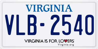 VA license plate VLB2540