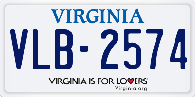 VA license plate VLB2574