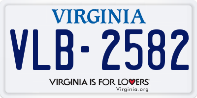 VA license plate VLB2582