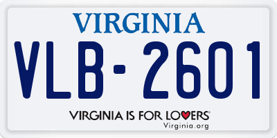 VA license plate VLB2601