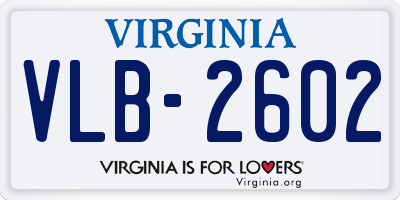 VA license plate VLB2602