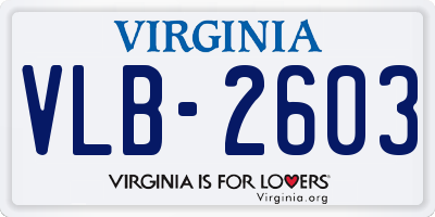 VA license plate VLB2603