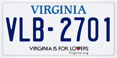 VA license plate VLB2701
