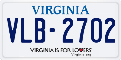 VA license plate VLB2702